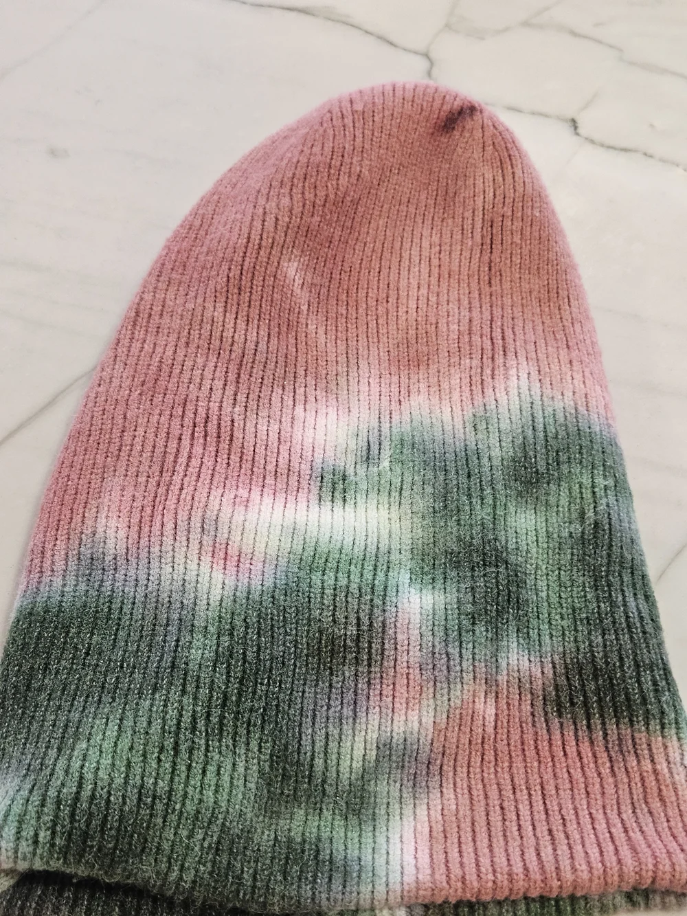 Wild Fable Pink & Green Tie-Dye Knit Beanie Hat